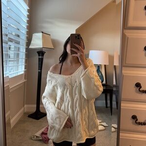 Oversized cable knit sweater